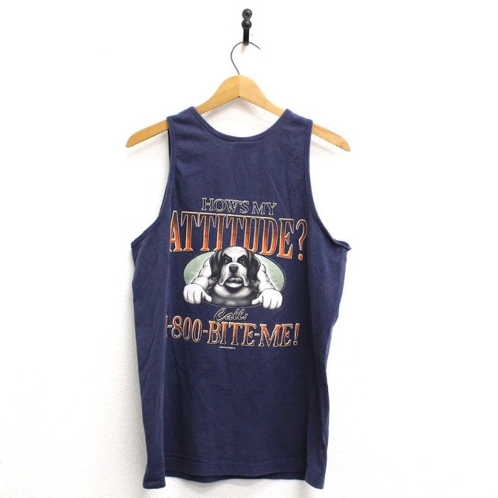 Vintage Big Dogs How's My Attitude Tank Top Large